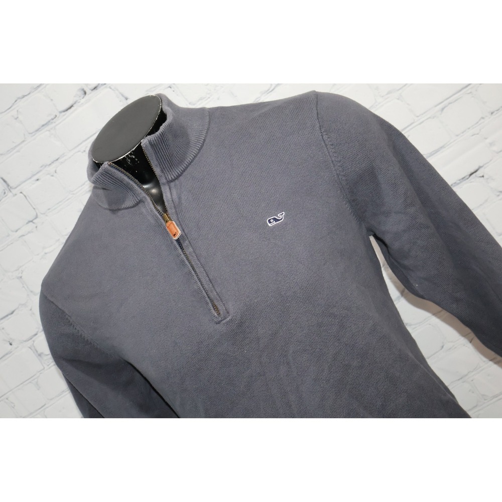 Vineyard Vines 1/4 Zip Pullover Sweater Mens Medium Gray Cotton Mock Neck